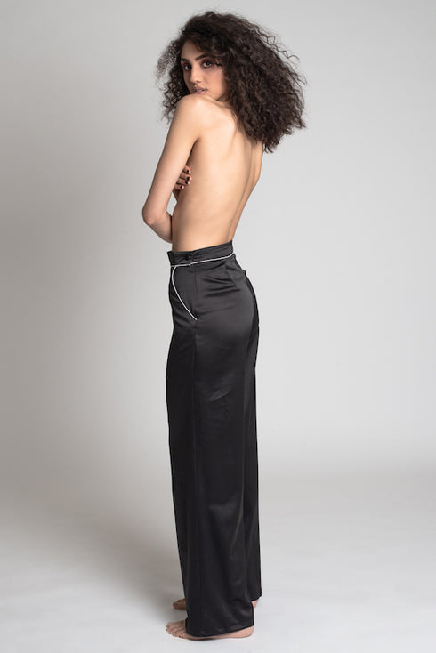 HENDRIX Wide-Leg Pants with White Piping